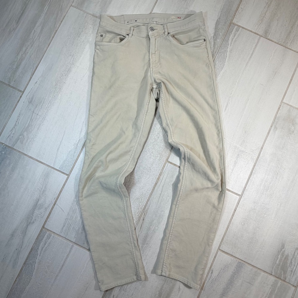 Faherty Brand Men 32 Stone Beige 5-Pocket Slim Straight Pants MBC0020-STN